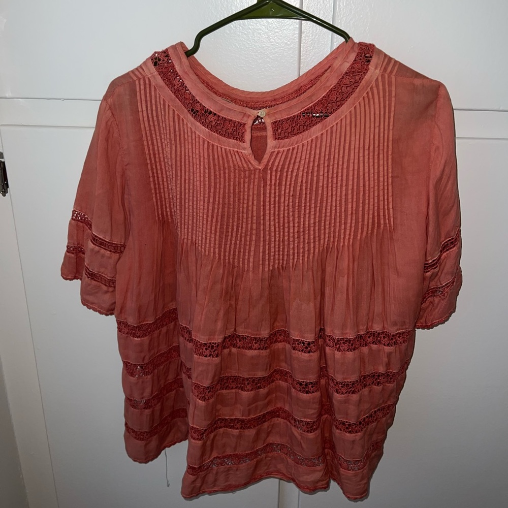 Aritzia Wilfred Coral Short Sleeve Blouse - Size L - Picture 2 of 4